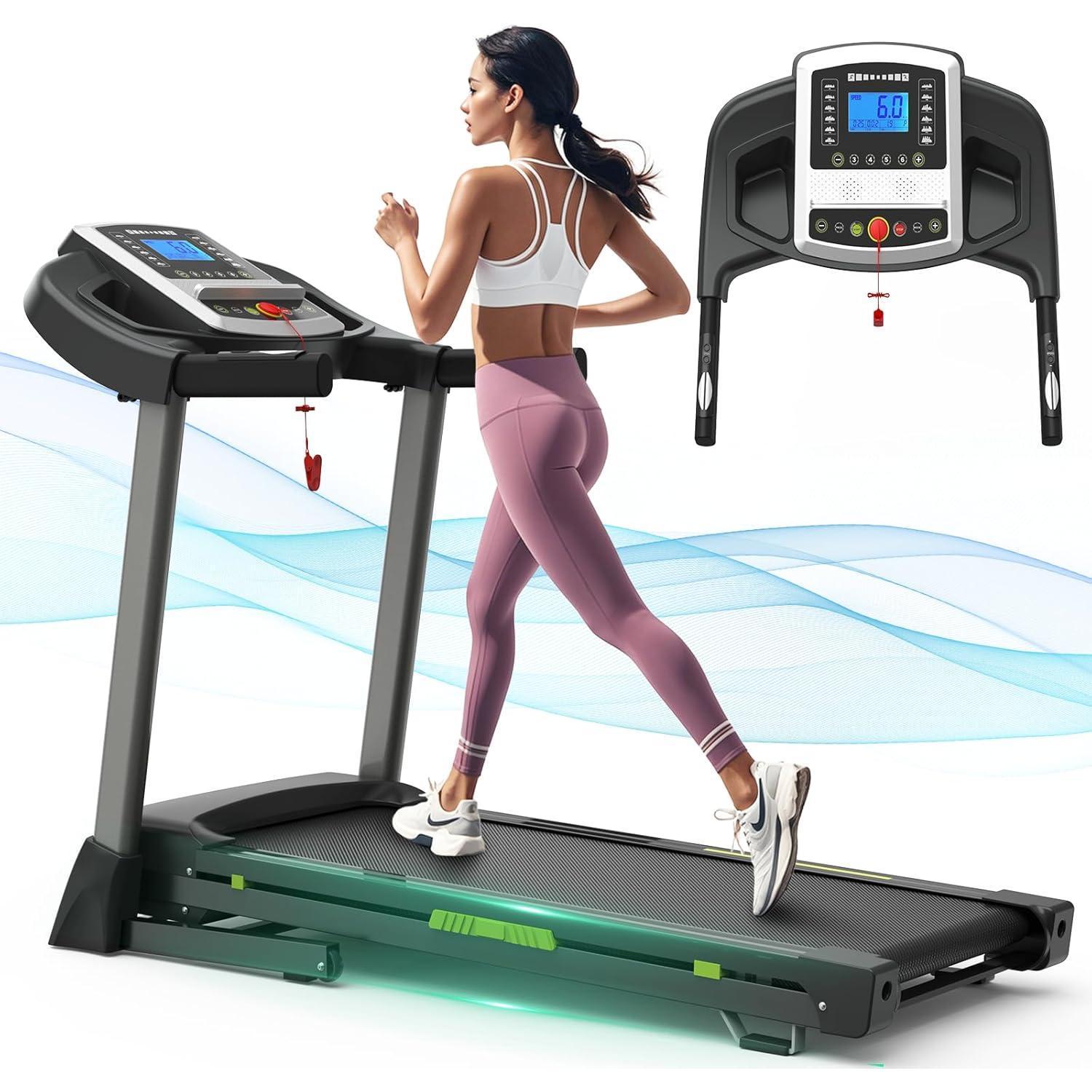 Silent Motor Dual Shock Absorption 330 Lbs Loading Portable Folding Treadmill With Intuitive LCD Panel - GilloServ