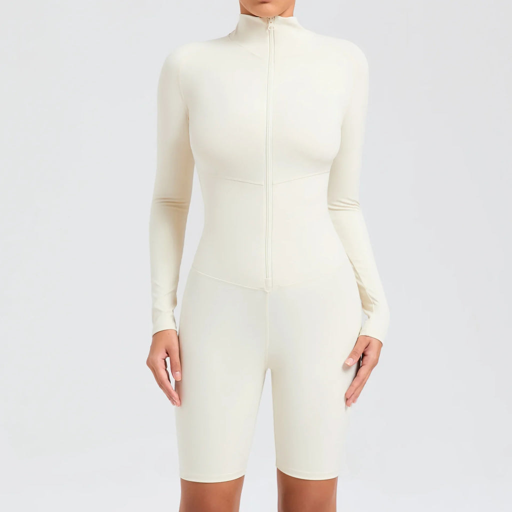 Women Zip-Up Yoga Bodysuit High Waist Athletic Unitard Workout - GilloServ