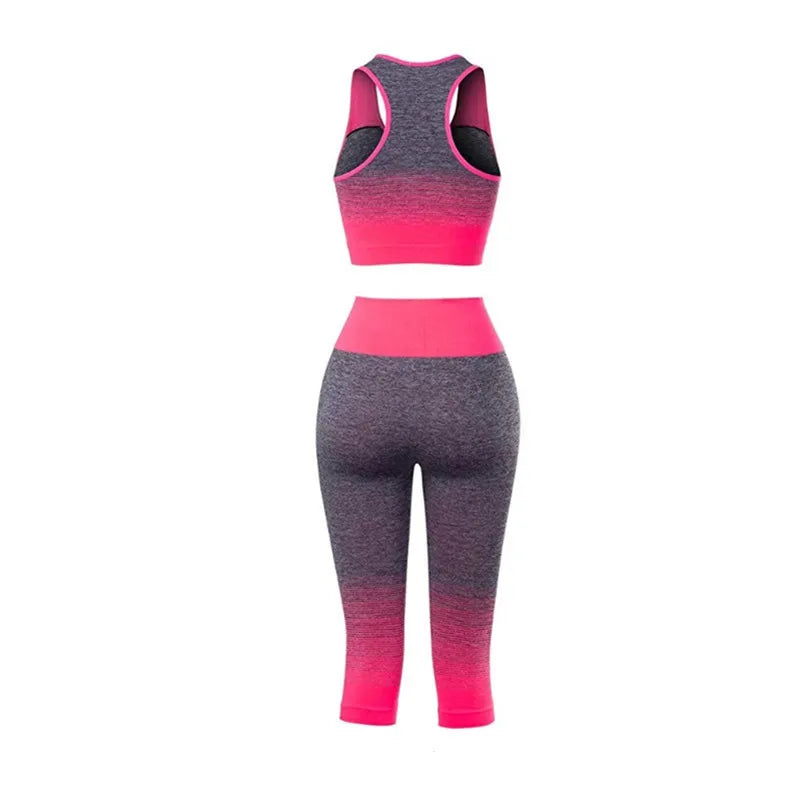 Women Yoga Sets Bra + 3/4 Pants Sport Suit For Female Fitness - GilloServ