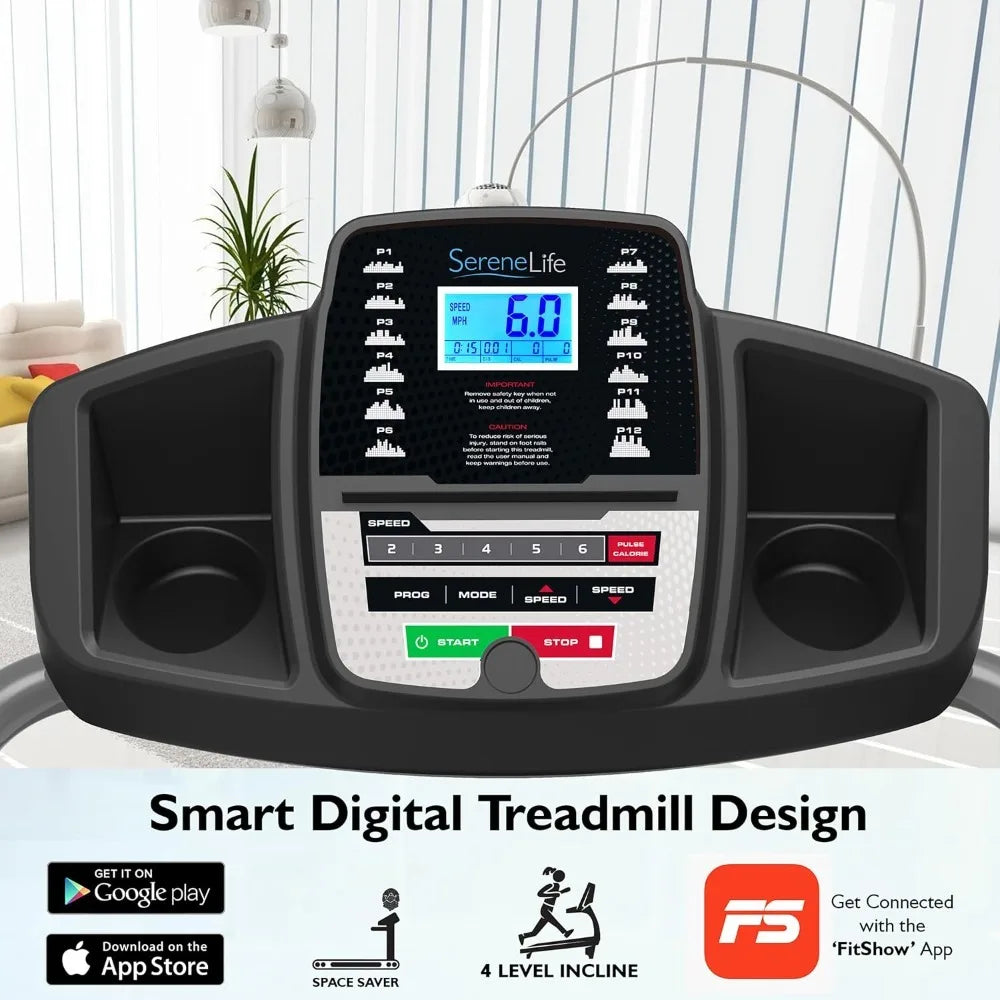 Electric Folding Treadmill Exercise Machine Smart Compact Digital Fitness Treadmill - GilloServ