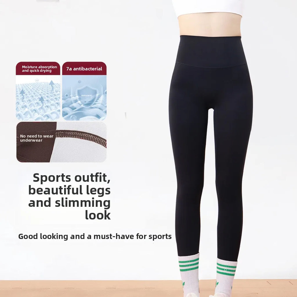 Women's Gym Fitness Tight Pants Non Wearing Underwear 7A Antibacterial Yoga Pants Hip Lifting Bottom Exercise Fitness Pants 2025 - GilloServ
