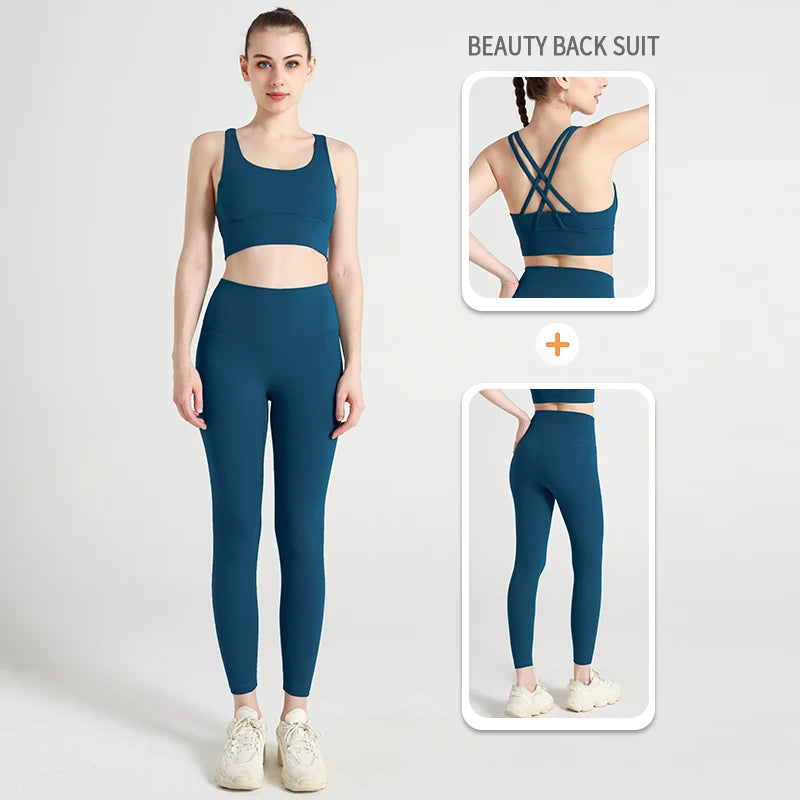 Yoga Clothes Women's Tracksuit Athletic Wear Pilates Fitness Suit - GilloServ