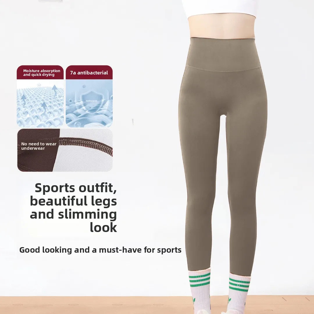 Women's Gym Fitness Tight Pants Non Wearing Underwear 7A Antibacterial Yoga Pants Hip Lifting Bottom Exercise Fitness Pants 2025 - GilloServ