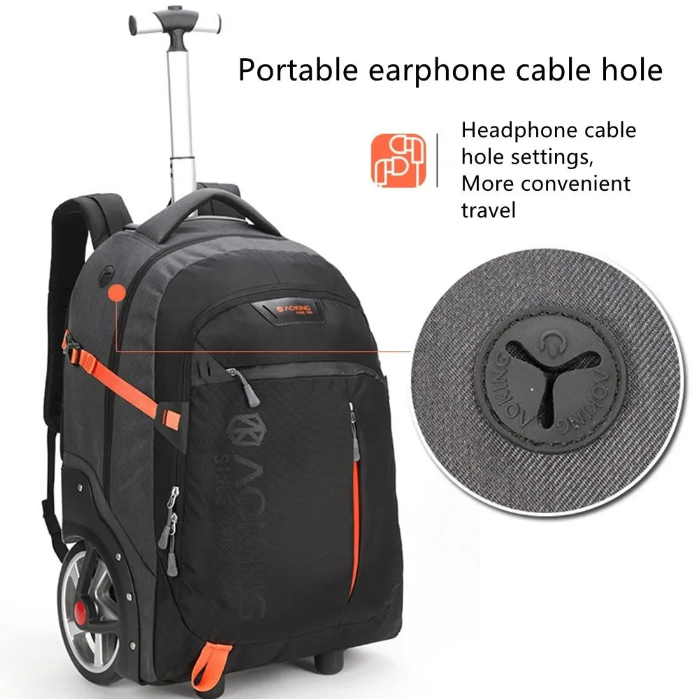 Business Trolley Backpack 2 Big Wheels Computer Bag Laptop Tablet Storage Case - GilloServ