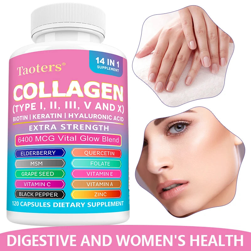 Collagen Types I, II, III, V and X - Biotin, Capillary Vitamin, Hyaluronic Acid - Supports Skin, Hair, Nails and Joints - GilloServ