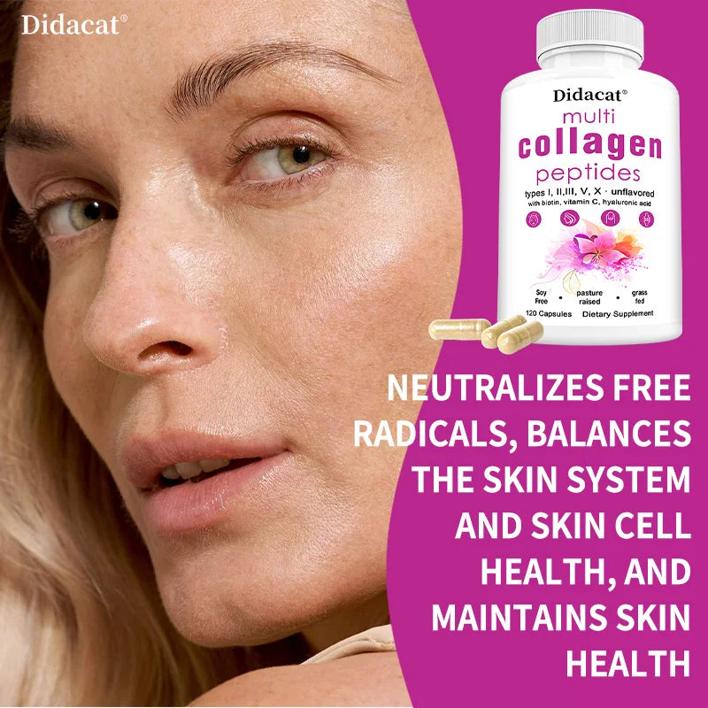Multi-Collagen Peptides Supplement - Skin, Hair, Nails, Bone and Joint Health, Immunity, Free Radical Balance, - GilloServ