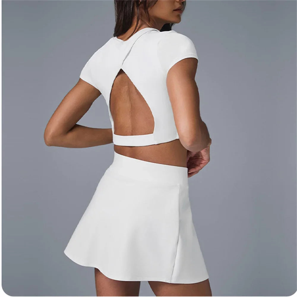 2PCS Pad Sports Crop Tops Women Shirt Yoga Set - GilloServ