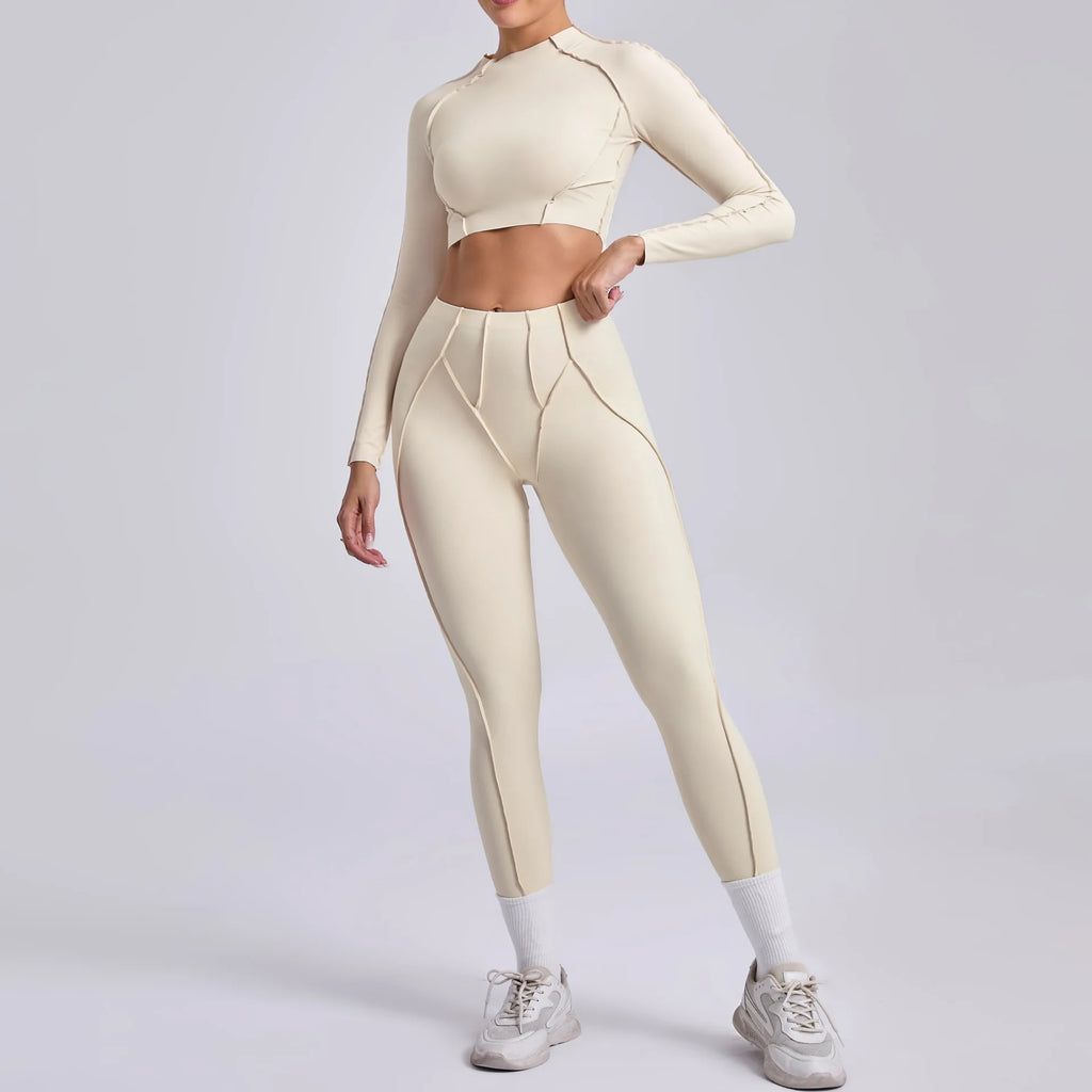New Yoga Set Women Tracksuit Workout Legging Athletic Suit Long Sleeve - GilloServ