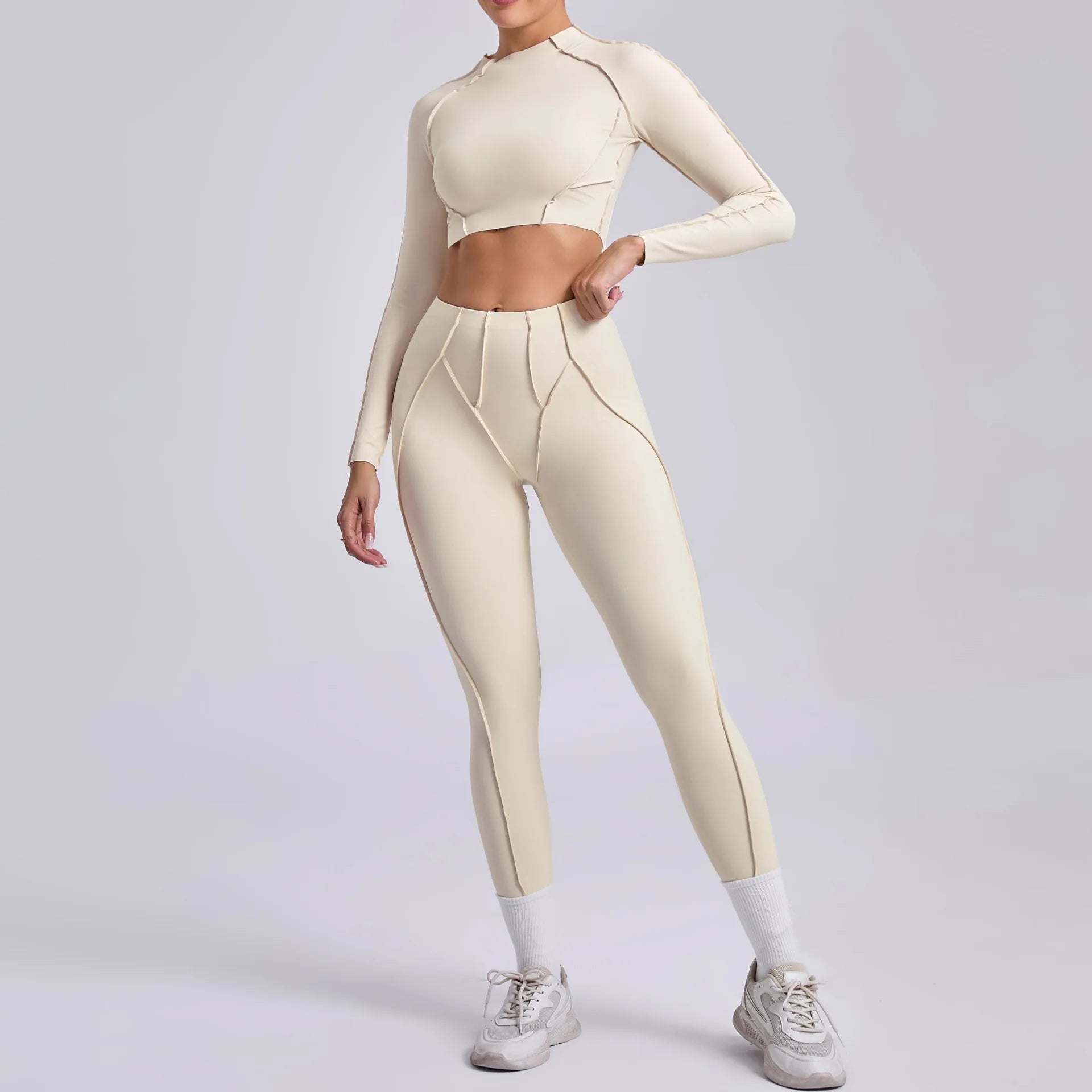 New Yoga Set Women Tracksuit Workout Legging Athletic Suit Long Sleeve - GilloServ