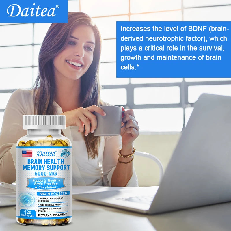 Vitamin B6 Supplement, Brain Health Memory Support 5000 mg//Supports Focus//rain Function & Circulation, 120 Capsules - GilloServ