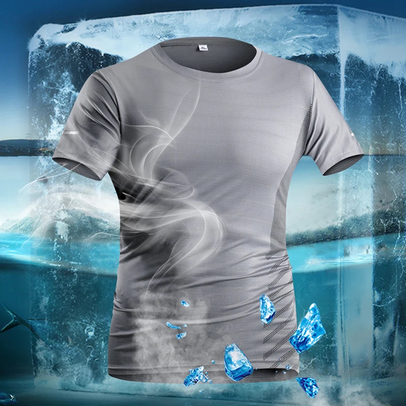 Running T-shirt Men Summer Ice Silk Thin Top