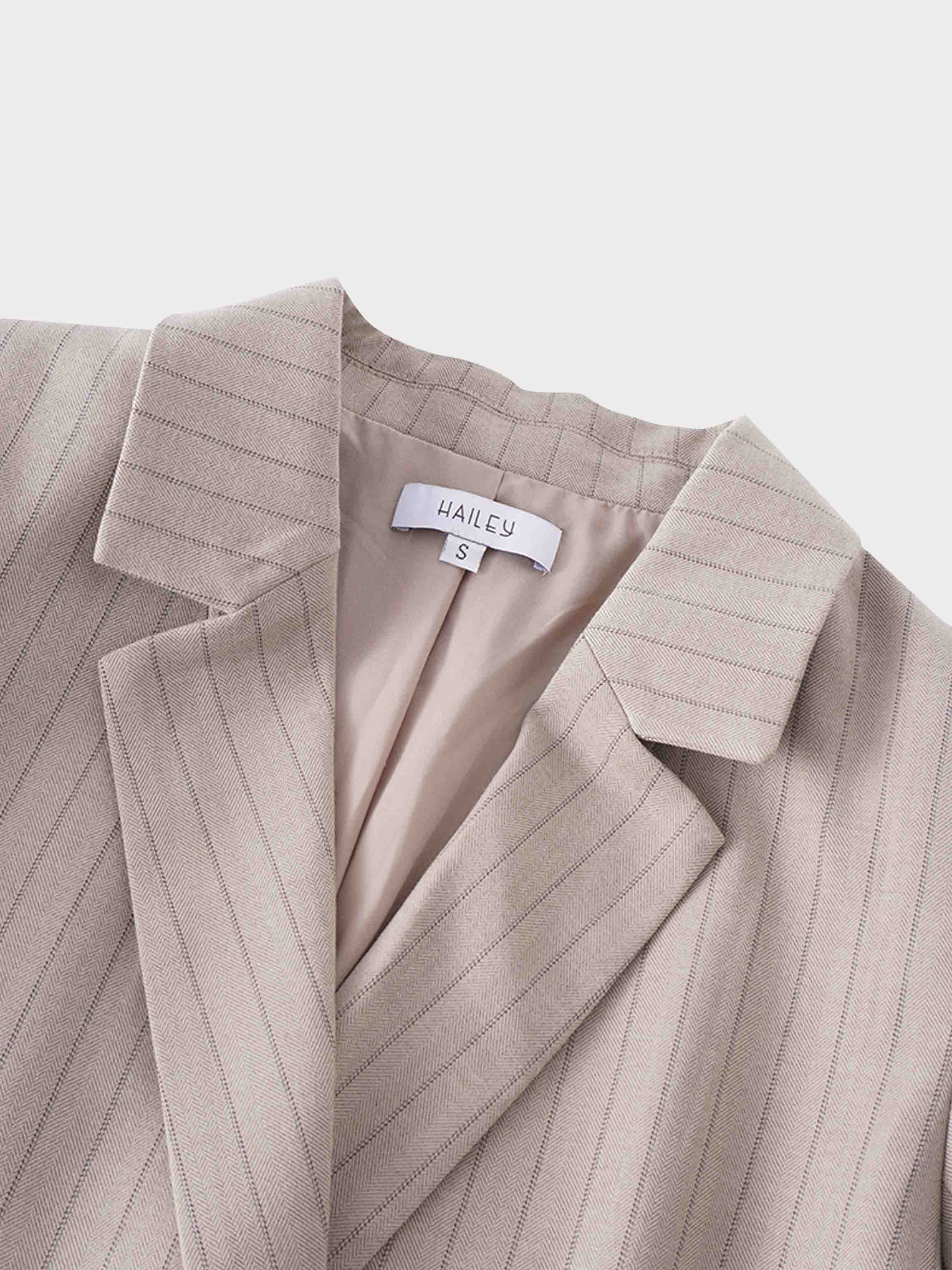 Double Breasted Pinstripe Jacket-Brown