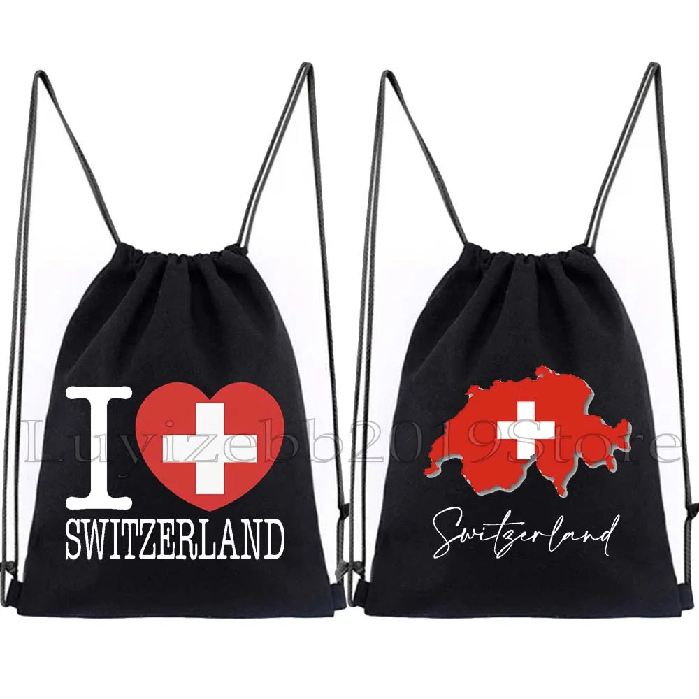 Zurich Switzerland Map Flag Swiss Girl Drawstring Bag - GilloServ
