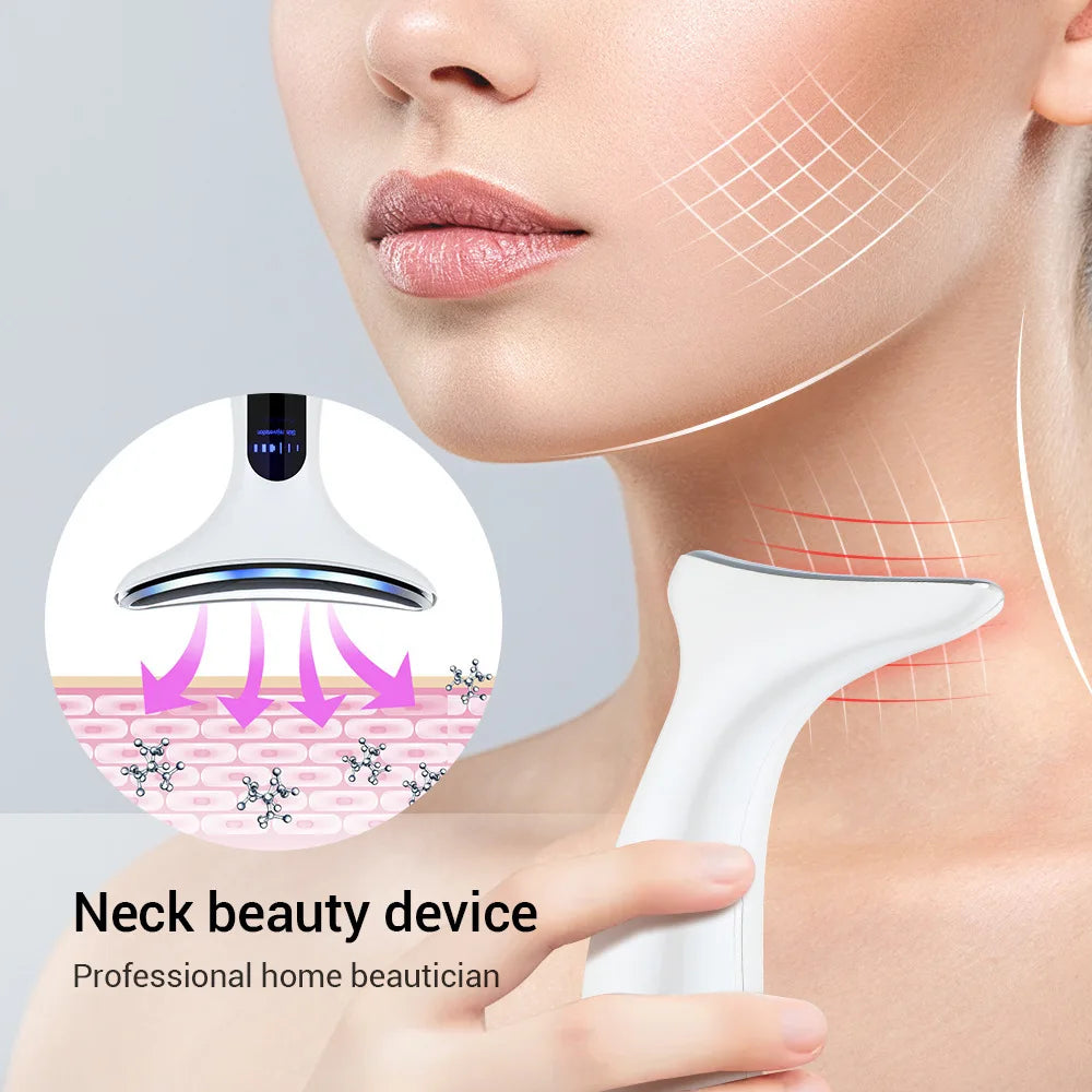 Neck Face Beauty Massager Device/ LED Therapy Skin Tighten Reduce Double Chin Wrinkle/Skin Care - GilloServ