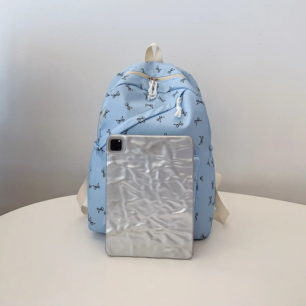 Laptop Backpack Fashionable Cute Backpack Bow Print Bookbag with Laptop Protection Adjustable Straps for Back To School Season - GilloServ