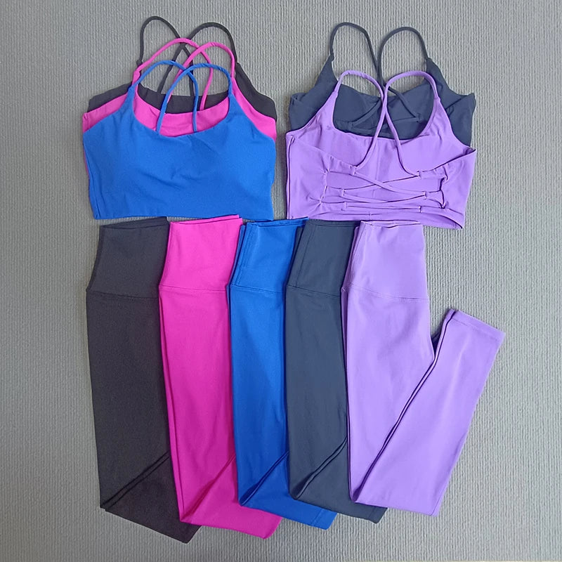 BEST QUALITY 2 Pieces Yoga Sets Gym Sports Set Fitness Suits - GilloServ