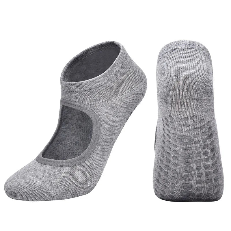 High Quality Women Pilates Socks Anti-Slip Breathable Backless Yoga Socks Ankle Ladies Ballet Dance Sports Socks for Fitness Gym - GilloServ