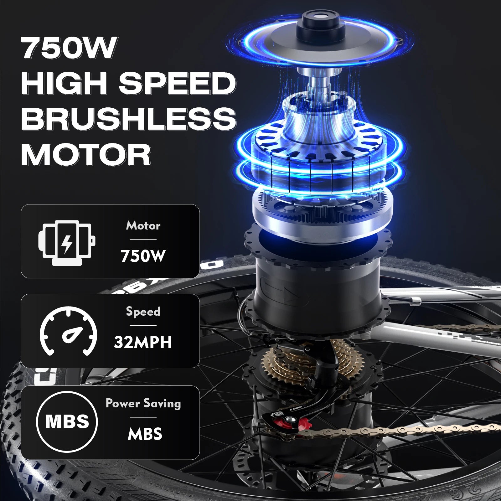 NEW RIDE Electric Bicycle Motor 750w Battery/ 52V//19AH/// Hydraulic Brake// Electric Bike26 inch Fat Tire - GilloServ