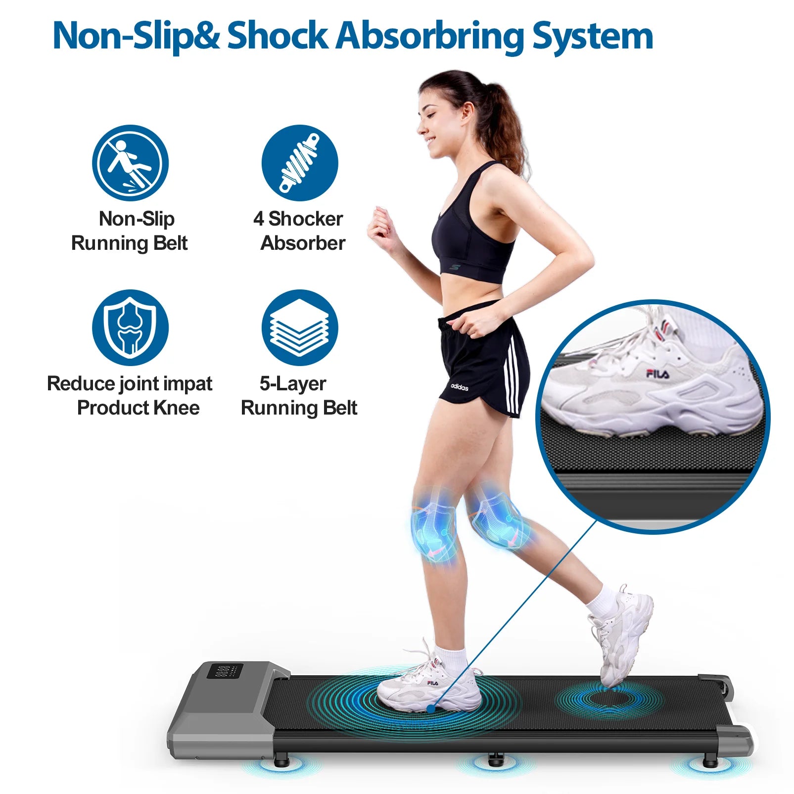 2 in 1 Walking Pad Mini Treadmill Portable for Home & Office /LCD Screen Max 250lbs/ Quiet Treadmills - GilloServ