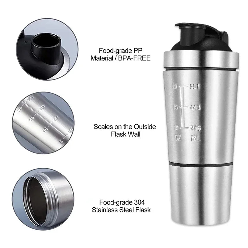 High Quality Stainless Steel Protein Shaker Cup// Portable Fitness Sports Mug - GilloServ