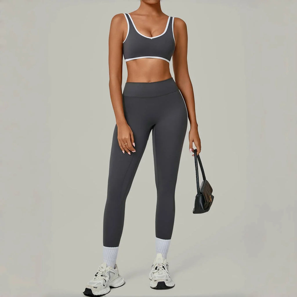 Yoga Suit Sports Fitness High Waist Peach// Hip Tight  Clothes Gym Leggings Set - GilloServ