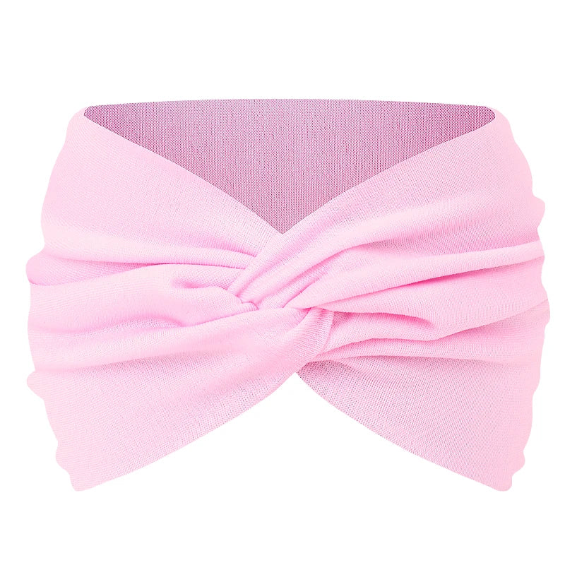 Women Solid Color Super Wide Headband Twisted Criss Cross Elastic Hairband Yoga Running Sports Non Slip Sweat Hair Accessories - GilloServ