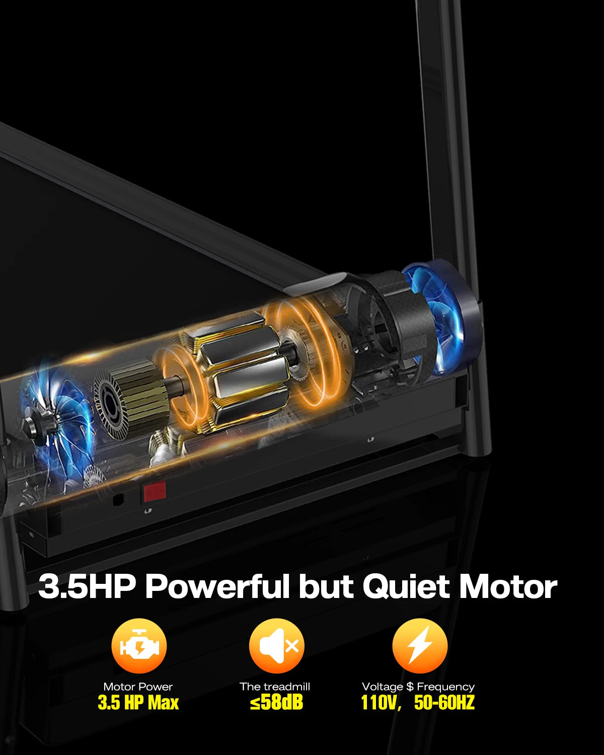 Foldable Electric Treadmill with Incline - 3.5HP Motor, Handrail Speed Control, Pulse Monitor, 12 Training Programs, Max 330lbs - GilloServ