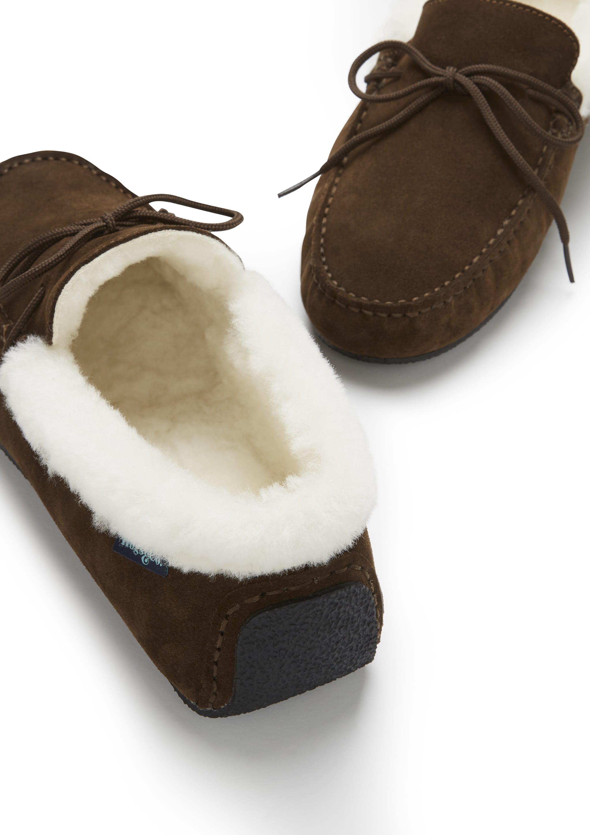 Slippers, sheepskin, brown suede - GilloServ