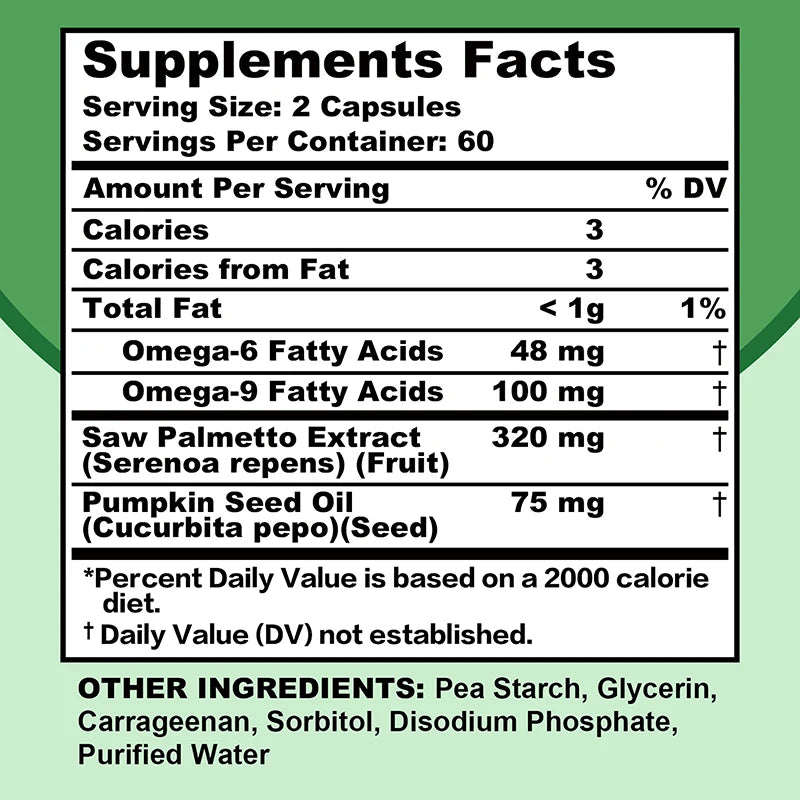 Saw Palmetto Capsules - with Pumpkin Seed Oil - Promotes Prostate Health, Urinary Tract Support, Reduces Hair Loss - GilloServ