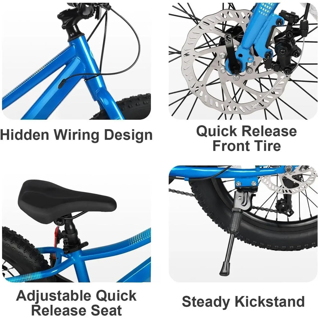 Kids Mountain Bike, 20 24 Inch//Fat Tire Bike for Teen Ages 6-14 Year Old//Bicycle with 2.8-Inch Wide Tires and 6 Speed - GilloServ