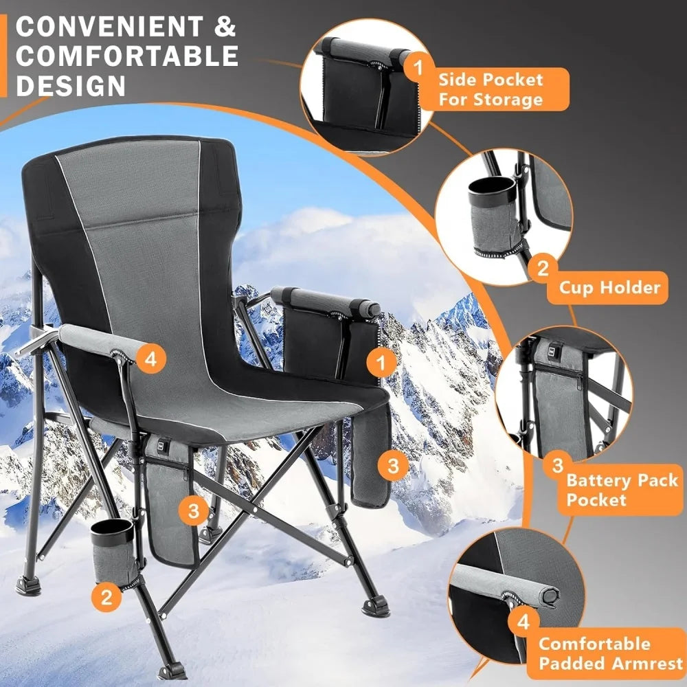 High Quality Outdoor Heated Folding Chairs Foldable Fishing Chair With Armchair Heatable Camping Chair - GilloServ