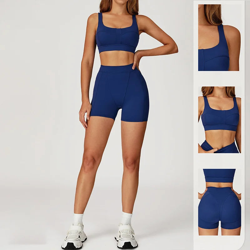 Yoga Shorts Sets Women's Tracksuit Sports Bras Fitness Sportswear - GilloServ