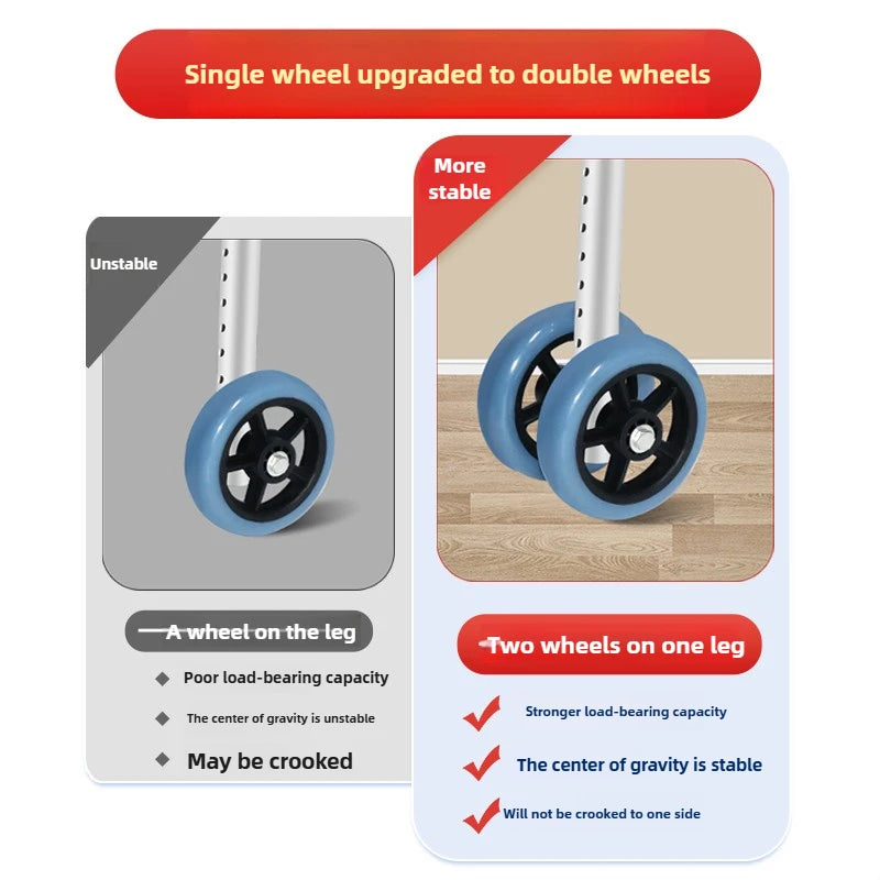 ‌Elderly Walker with Seat, 4-Wheel Mobility Rollator, Adjustable Walking Aid Cane - GilloServ