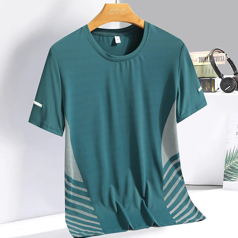 Running T-shirt Men Summer Ice Silk Thin Top