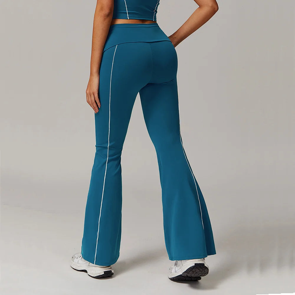 Fitness Bell-bottoms Women Sport Leggings High Waist Wide Leg - GilloServ