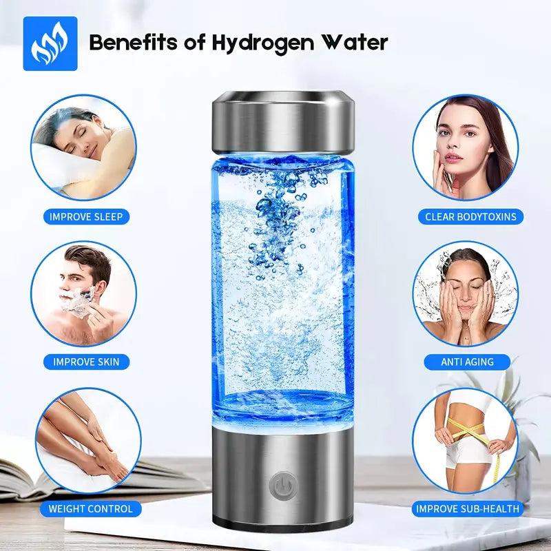 Portable Hydrogen Water Bottle Ionizer - Rechargeable Water Glass Cup - GilloServ
