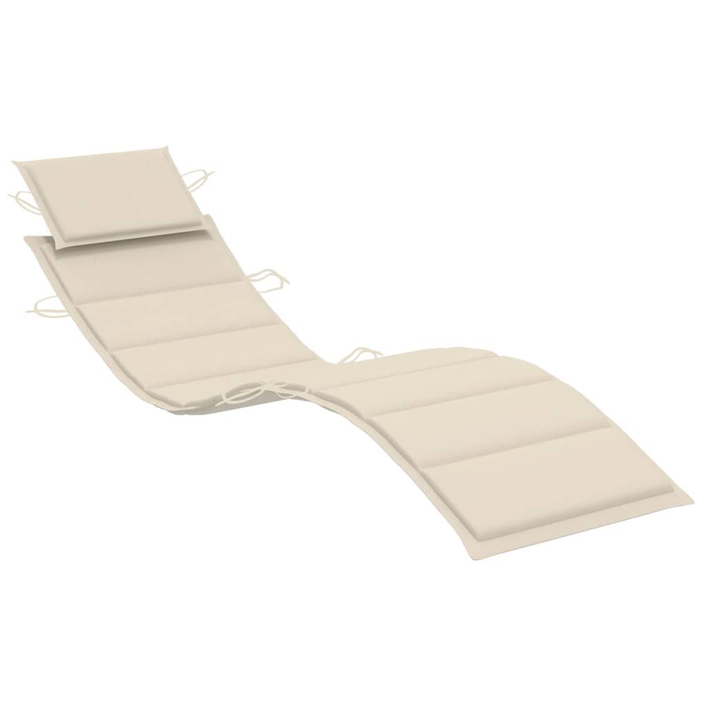 XL Patio Sun Lounger with Cushion Solid Acacia Wood - GilloServ