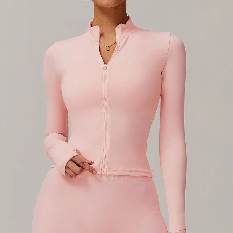 2025 Yoga Top Coat Solid Color Women's Sports Wear Long Sleeve - GilloServ