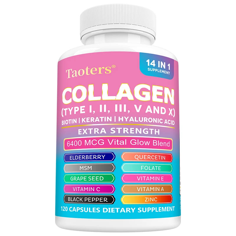 Collagen Types I, II, III, V and X - Biotin, Capillary Vitamin, Hyaluronic Acid - Supports Skin, Hair, Nails and Joints - GilloServ