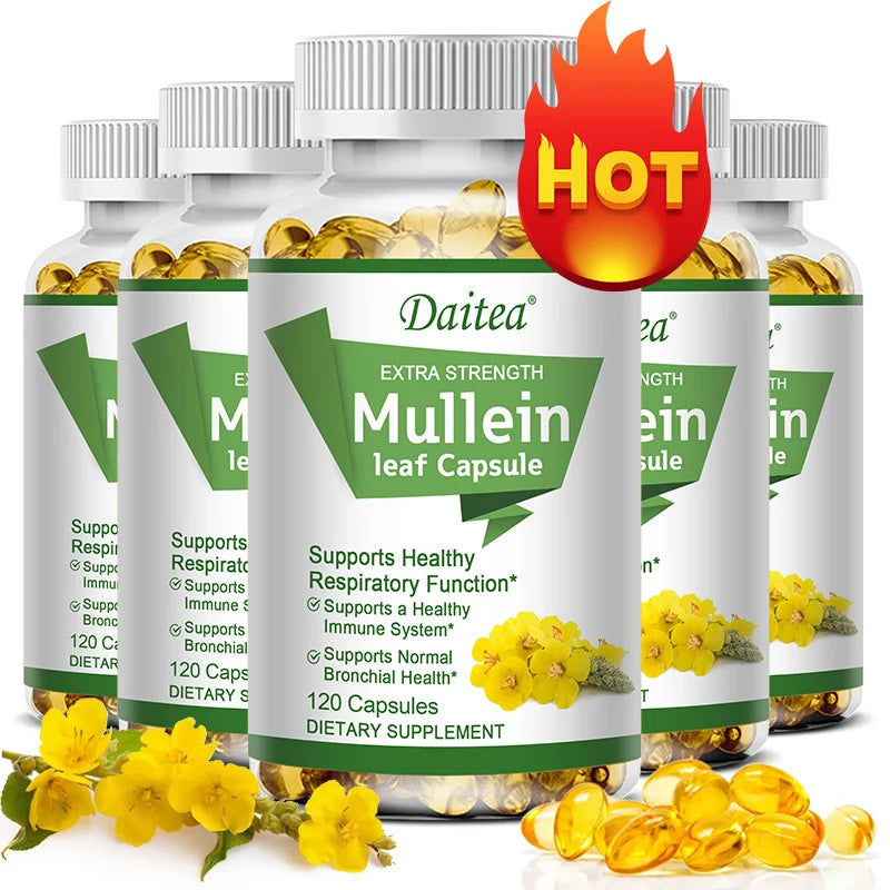 Mullein Leaf Extract Capsules, Helps Cleanse and Detoxify The Lungs, Supports Respiratory Health, - GilloServ