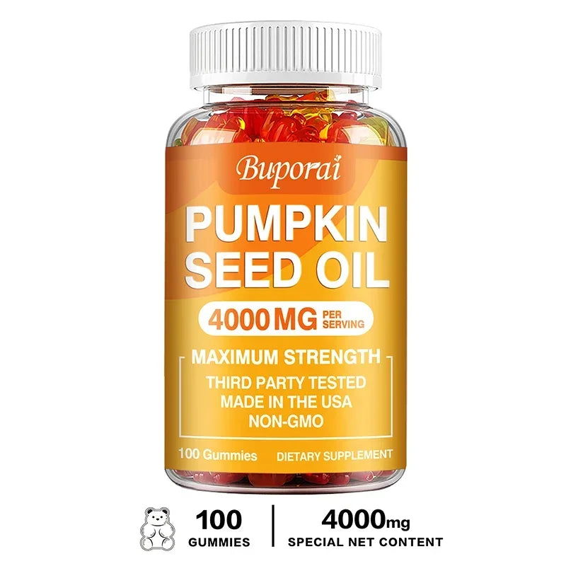 Pumpkin Seed Oil Gummies - Supports Prostate Health and Hair Growth, Enhances Brain Function, Relieves Fatigue - GilloServ