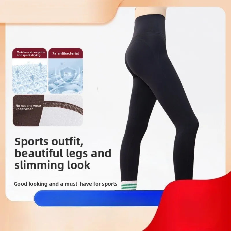 Women's Gym Fitness Tight Pants Non Wearing Underwear 7A Antibacterial Yoga Pants Hip Lifting Bottom Exercise Fitness Pants 2025 - GilloServ