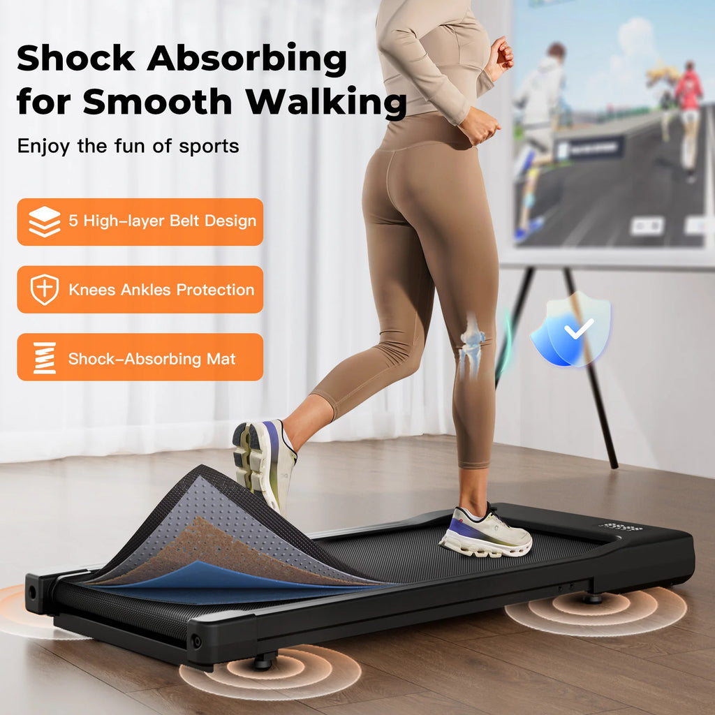Walking Pad Under Desk Treadmill 2 in 1 Portable Treadmill with Remote Control LED Display 2.5HP Walkingpad for Home&Office - GilloServ