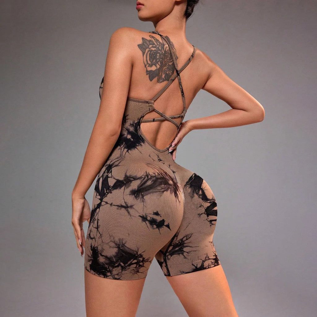 Yoga Sets Gym Jumpsuits Women Sports Overalls Lycra Active Wear Fitness Clothing Workout Clothes for Women Short Outfits - GilloServ