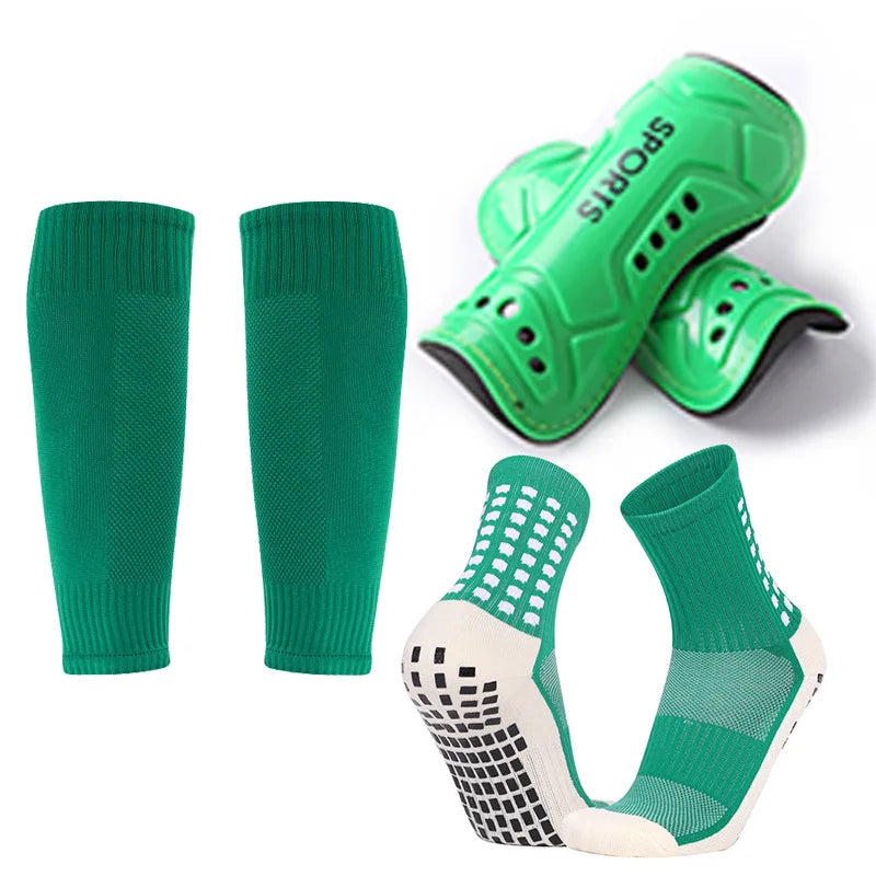 3 Pieces Set Anti Slip Grips Socks and Shin Guard & Sleeve Set - GilloServ