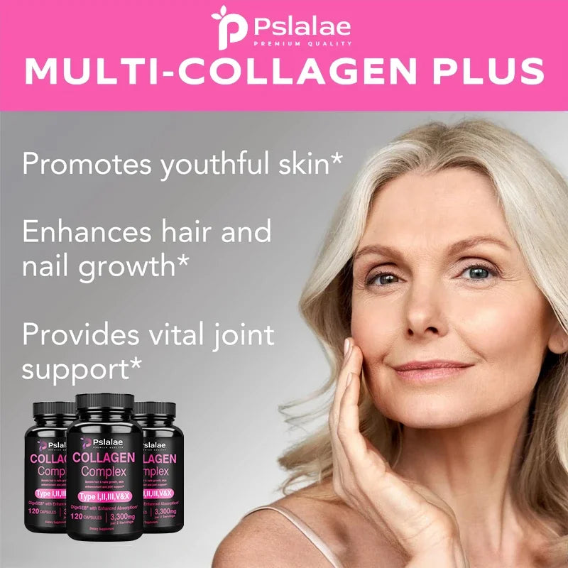Collagen Complex Capsules - Brighten Skin Tone and Help Joint and Cardiovascular, Skin, Hair, Nails & Digestive Health - GilloServ