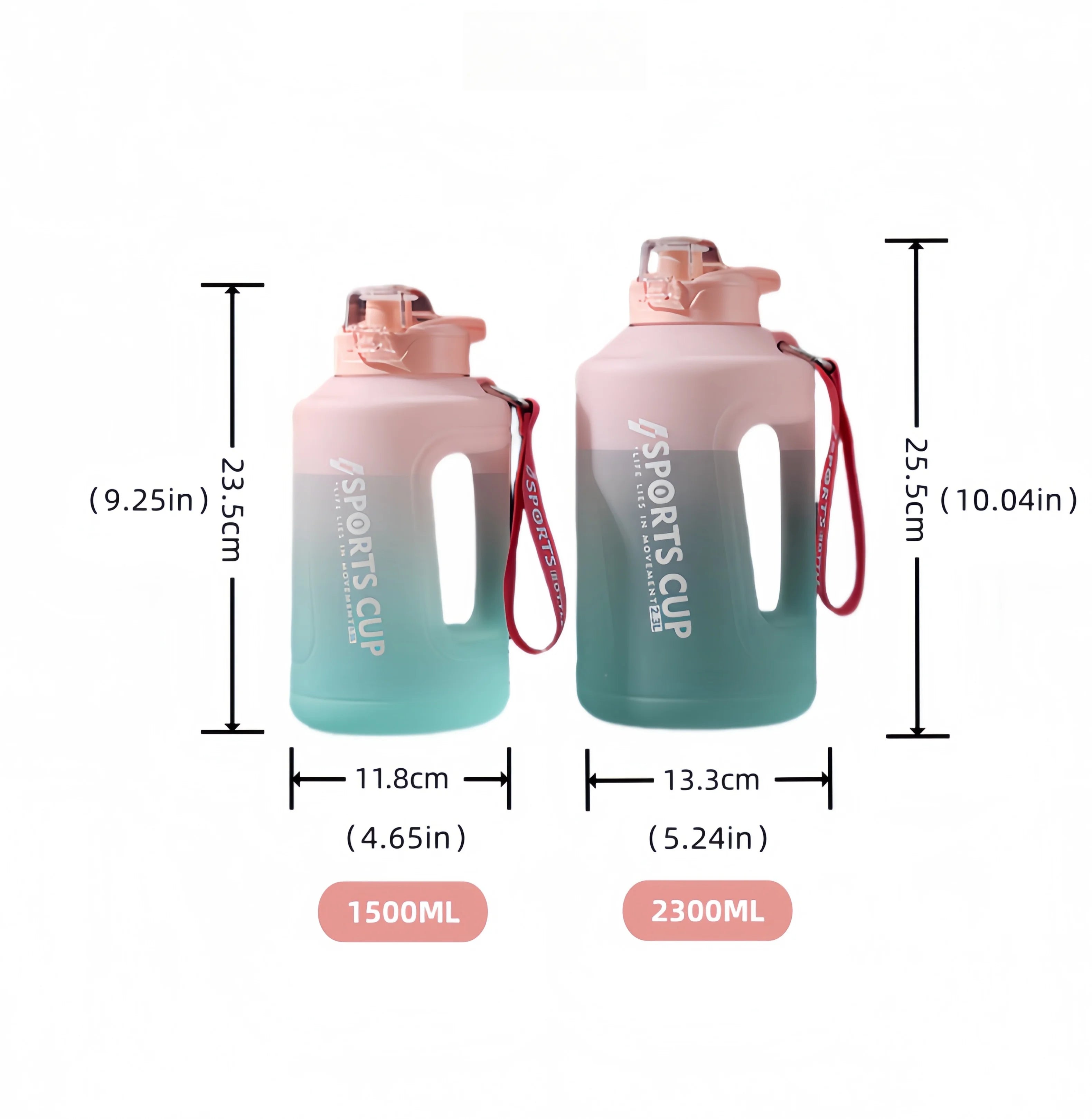 1500ml//2300ml Large Capacity Fitness Portable Scale Gradient Kettle - GilloServ