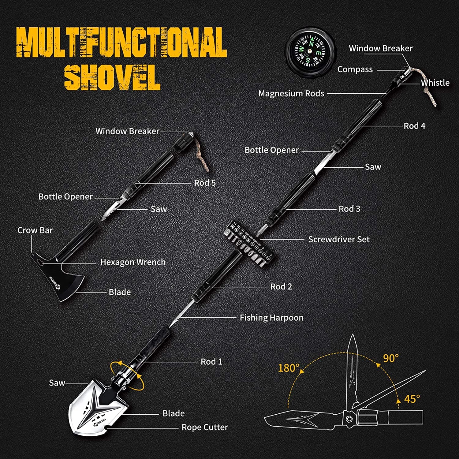 Tactical Multifunctional Camping Shovel Axe - GilloServ