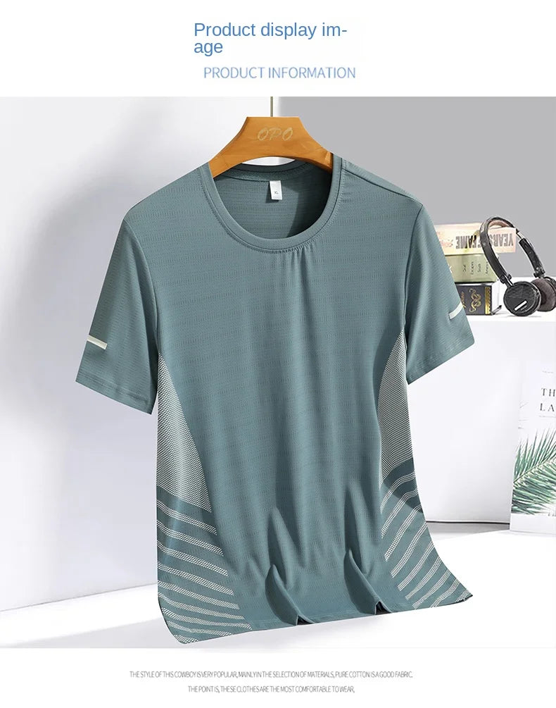 Running T-shirt Men Summer Ice Silk Thin Top