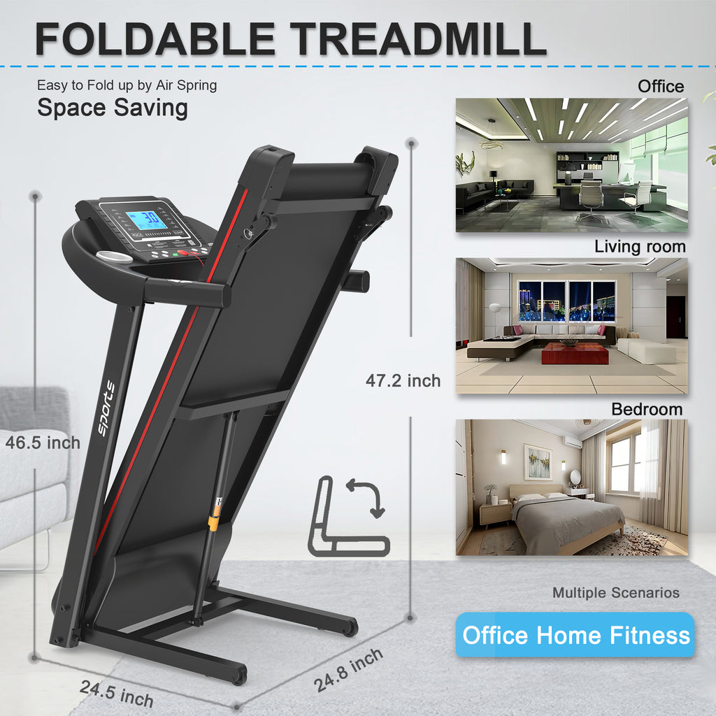 Fitshow App Home Foldable Treadmill With Incline, Folding Treadmill For Home Workout, Electric Walking Running Treadmill Machine 5 LCD Screen 250 LB Capacity Bluetooth Music - GilloServ